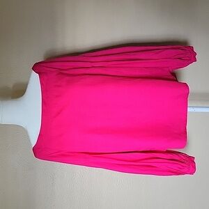 Anthropologie Floreat Fuchsia Mazza Off The Shoulder Balloon Sleeve Top